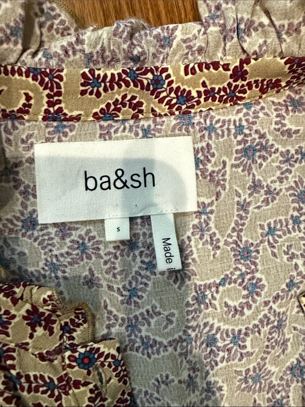 ba&sh Cream and Purple Floral Wrap Midi “Lady Dress” Sz small - Picture 2 of 7